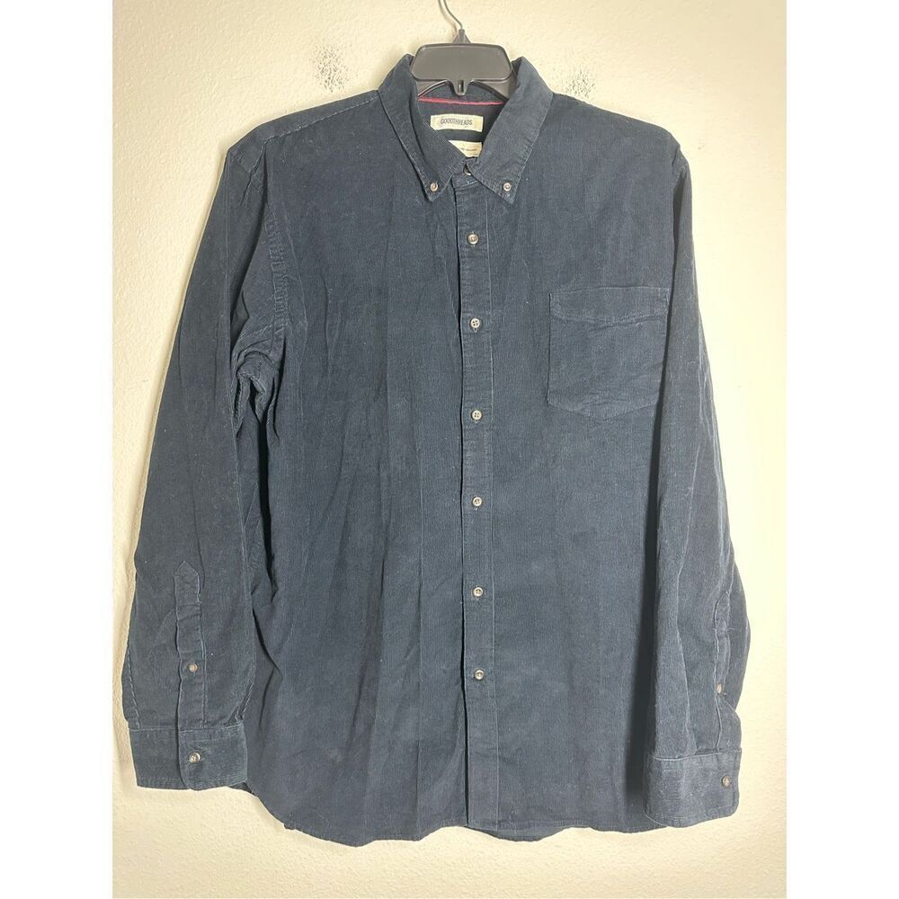 Goodthreads Men’s Corduroy Long Sleeve Button Up Shirt Navy Blue Size XXL *Notes
